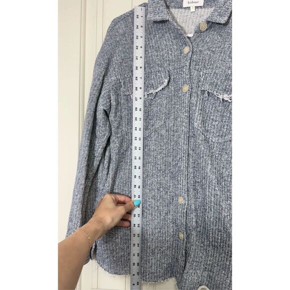 Bohme Boho Lightweight Frayed Casual Button Up Shacket Shirt Women’s Small - Picture 8 of 11